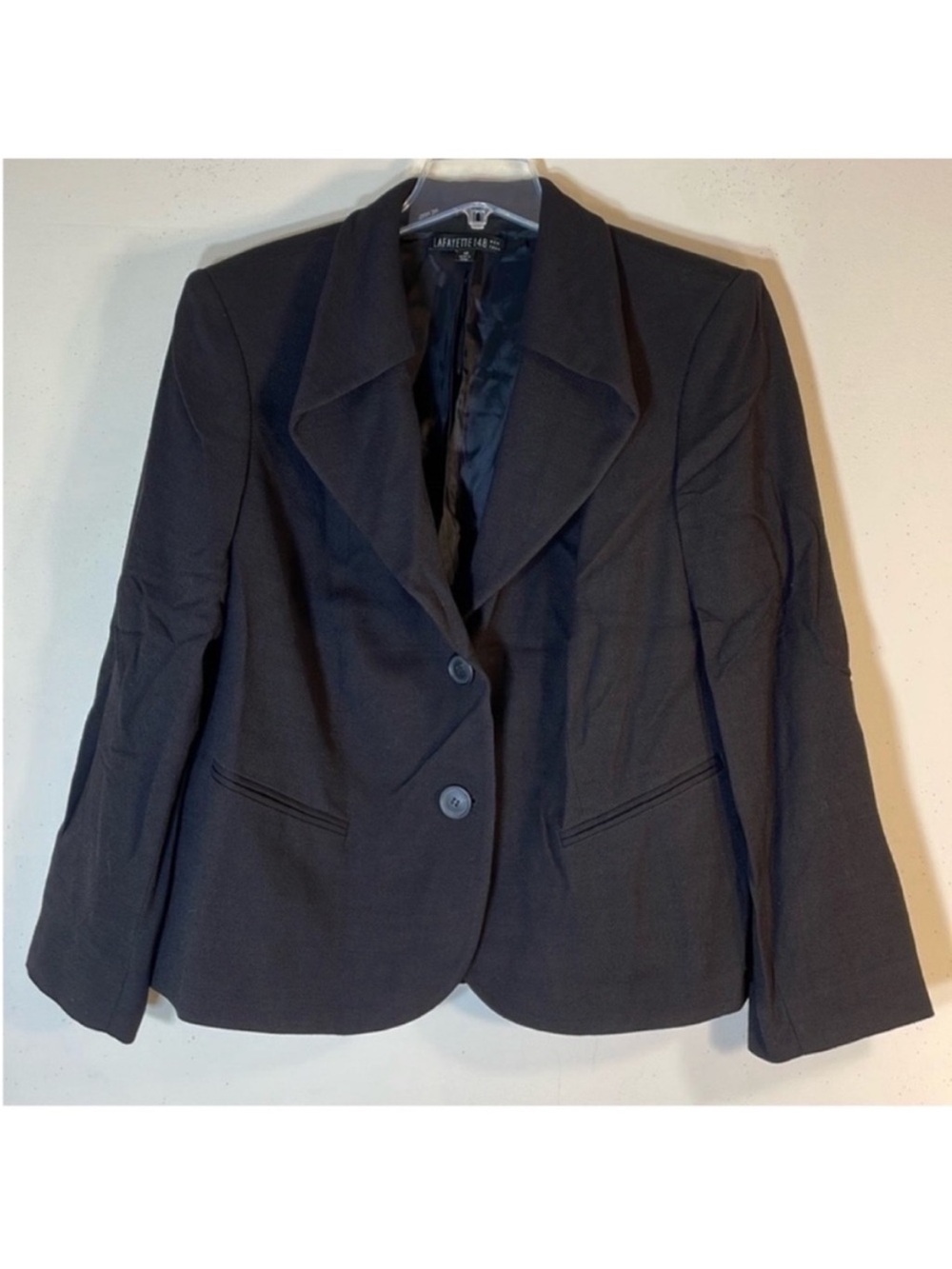 NEW! Lafayette 148 New York Wool Blend Two-Button Black Blazer. 14.